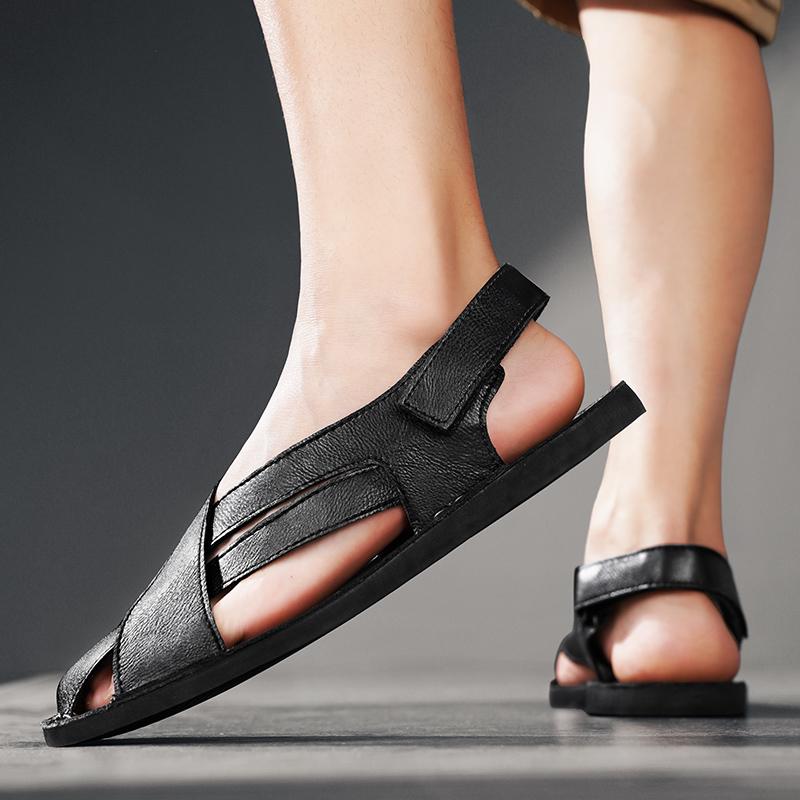 TUINANLE Herren Sommer Slip-On Sandalen: Rutschfest, Weich, Stilvoll, Lässig, Große Größen, Ledersandalen