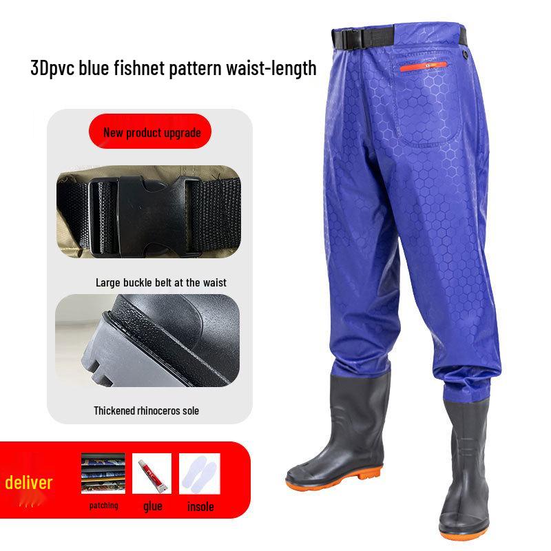 New Waist-High Nylon Waders: Thickened Half-Body Pants for Rice Planting, Fishing, and Rain.