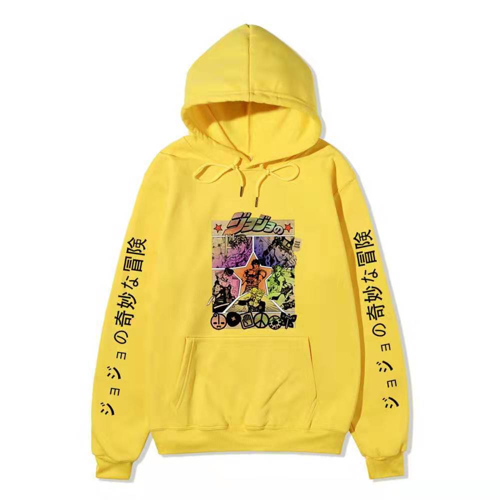 JoJo Bizarre Adventure Hoodie Unisex Fleece Sweatshirt Color Manga Print Autumn Winter Pullover