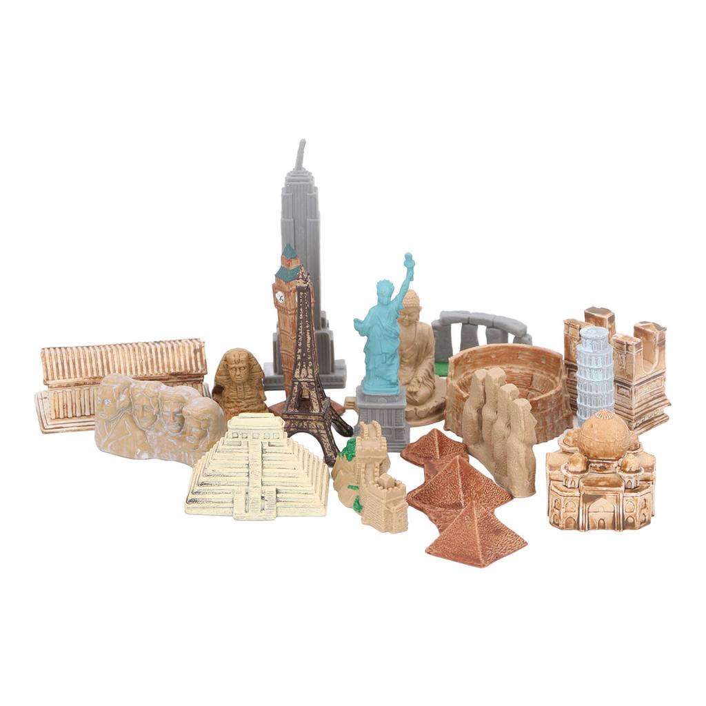 17Pcs Miniature Ancient Buildings Set Plastic Around The World City Miniatures Buildings Egyptian Pyramid Model Kit Decoration