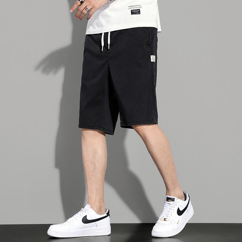 Men's Summer Tencel Jeans: Lightweight, Loose-Fit Straight-Leg Drawstring Sports Shorts, Trendy Workwear Casual Nine-Point Pants
