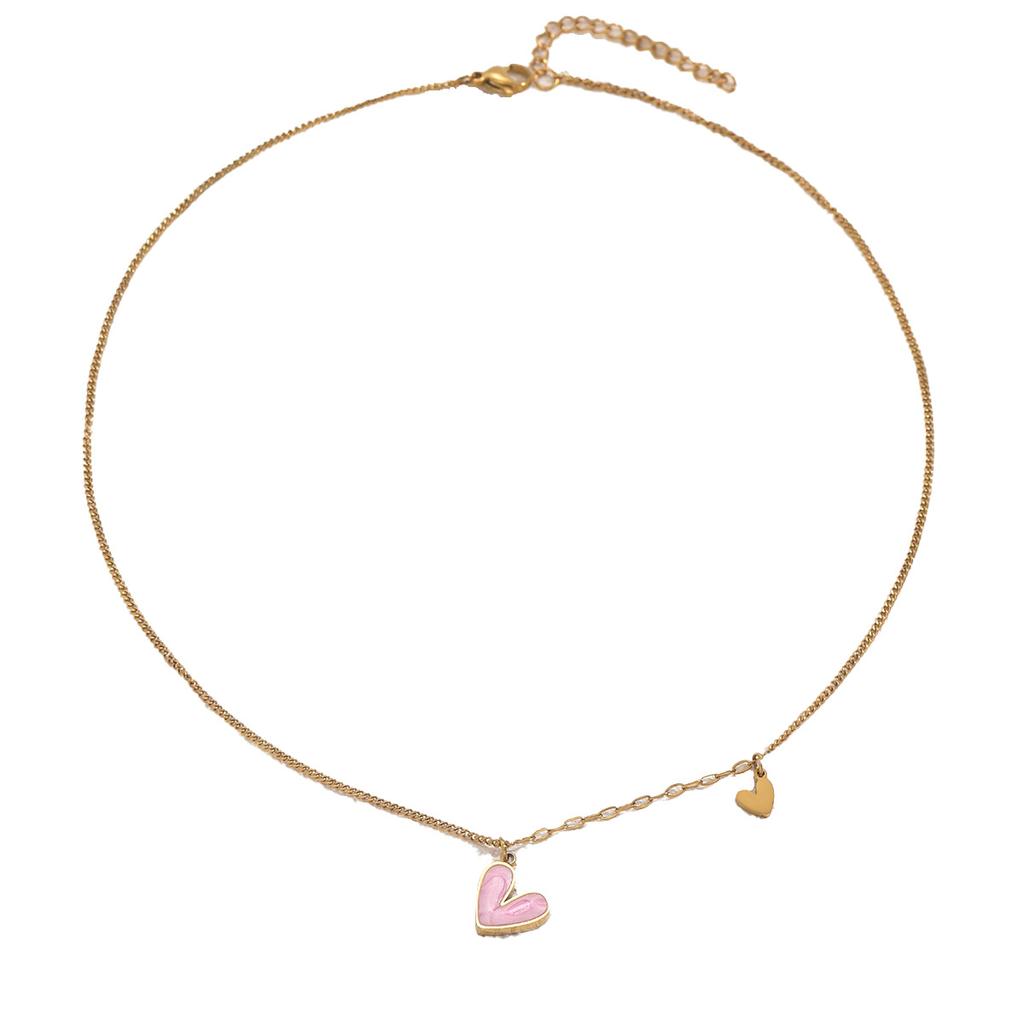 New hot-selling necklace women, simple and versatile, high-end sense of love, drip oil collarbone chain, niche light luxury item decoration