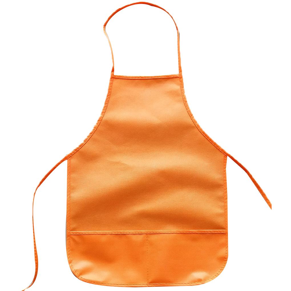 

Детский нетканый фартук для рисования, многоразовый, для приготовления пищи и выпечки, кухонный декоративный нагрудник, декоративные аксессуары для фестивалей. оранжевый