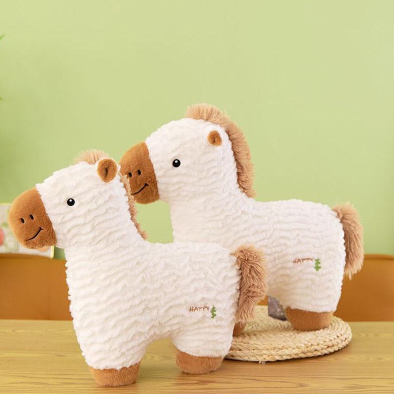 Cute Horse Plush Pillow Soft Stuffed Animal Horse Cushion With Happy Embroidery For Home Sofa Bed Decoration Creativity Fluffy