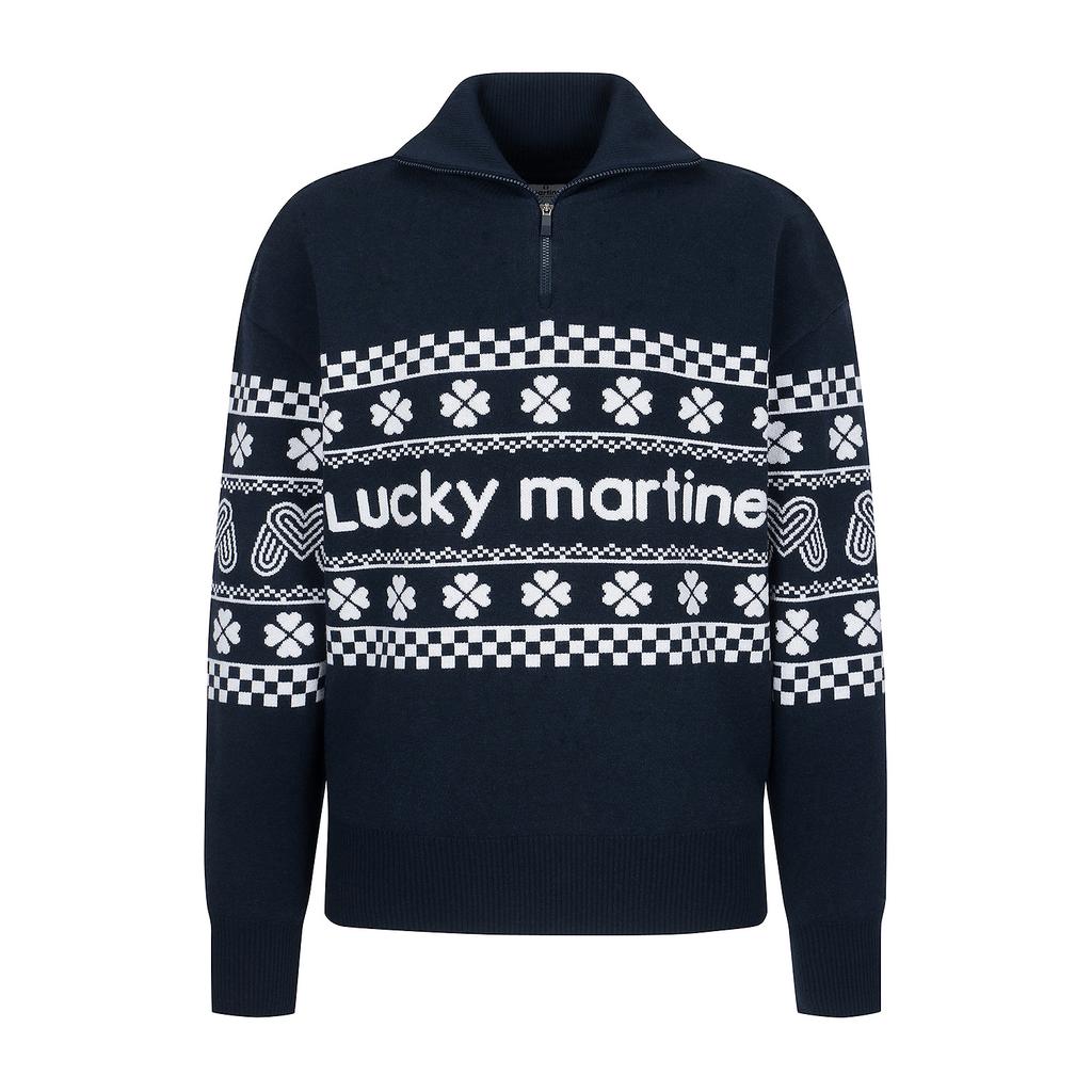 MARTINE GOLF Clover Half Zip-Up Sweater_Navy