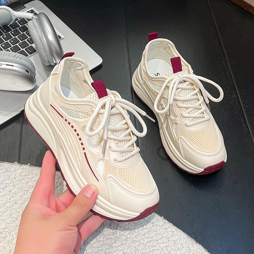 Women's Mesh Sports Shoes Summer New Style Dad Shoes Thin Hollow Breathable Lightweight Net Shoes Rubber Outsole Comfortable