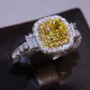 Dazzling Yellow Zircon Stone Wedding Party Ring Micro Paved   CopperProposal Engagement Ring Jewelry Gifts