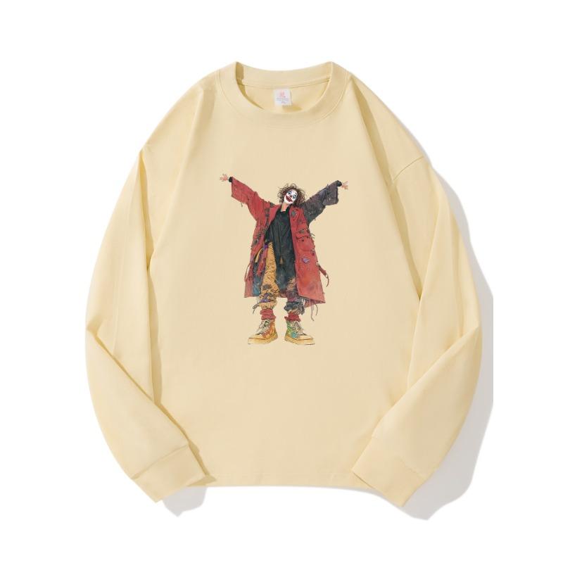 

Осенняя одежда Clown, длинный рукав, чистый хлопок, новый мужской и женский топ, весенний внутренний слой, базовая рубашка, футболка с круглым вырезом и длинными рукавами XXL бежевый