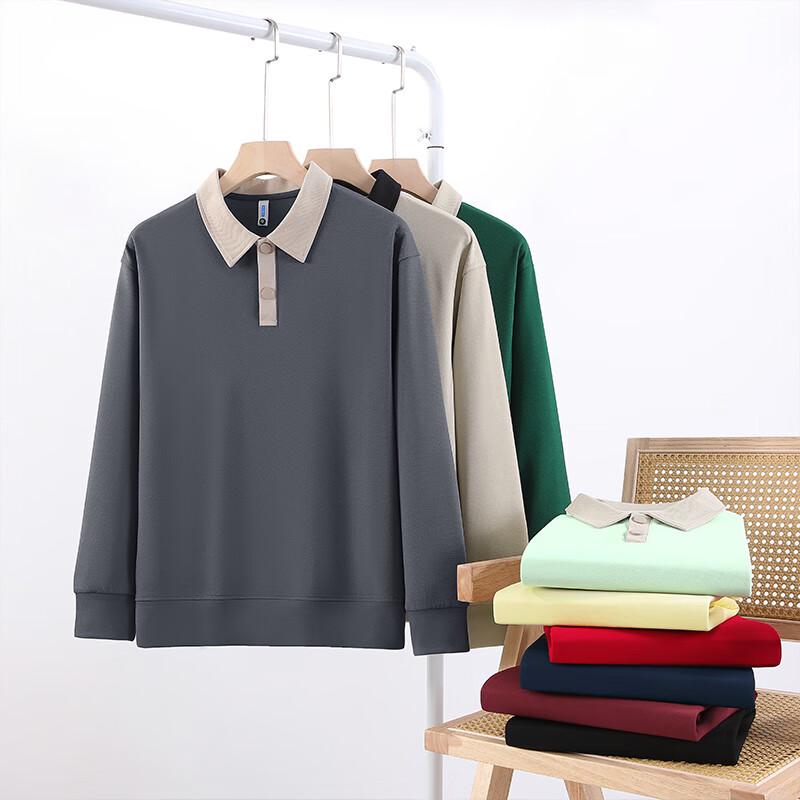 ROMON Unisex Casual Drop-Shoulder Turn-Down Collar Sweatshirt