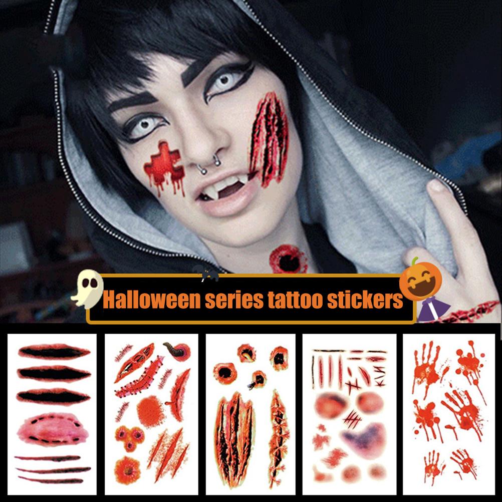 30PCS Temporary Scar Tattoos Stickers Realistic Bloody Wound Scab Horror Body Face Decals Prank Props for Halloween Cosplay