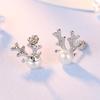 S925 Silber Elchgeweih Perlen Ohrstecker für Frauen - Minimalistischer Koreanischer Stil Weihnachtsschmuck