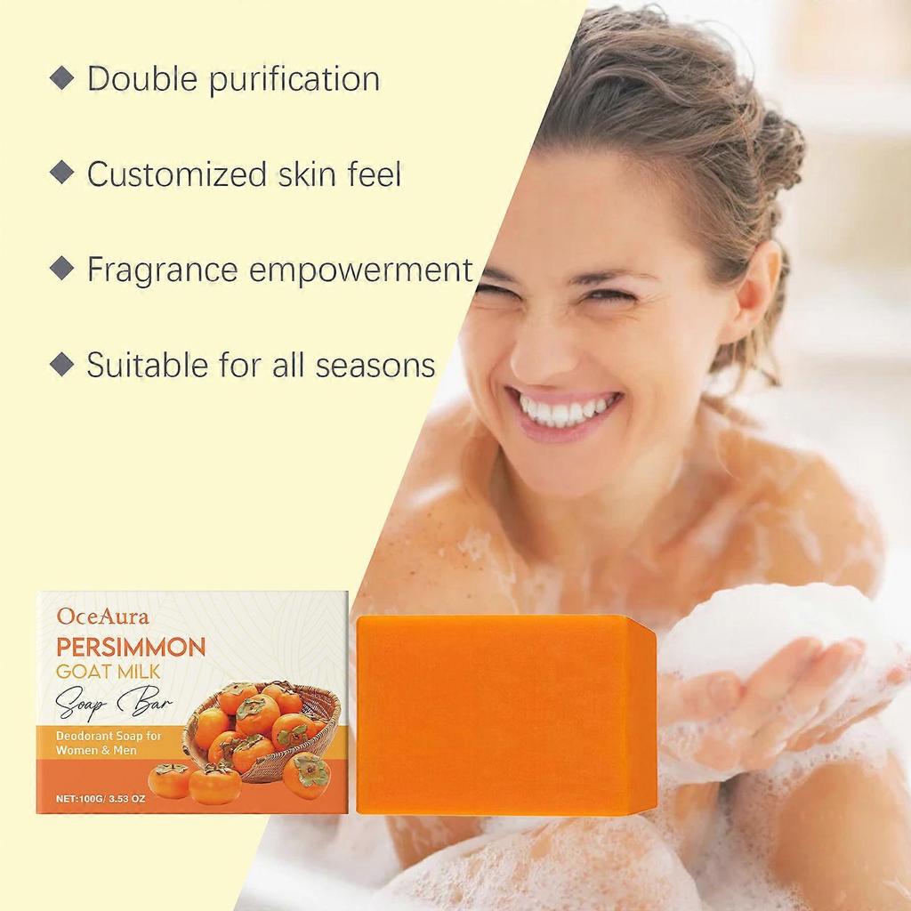 Persimmon Body Wash + Persimmon Soap Bar Set for Body Odor Control, Purifying Deodorizing Body Soap for Eliminating Odor, Skin Brightening Less
