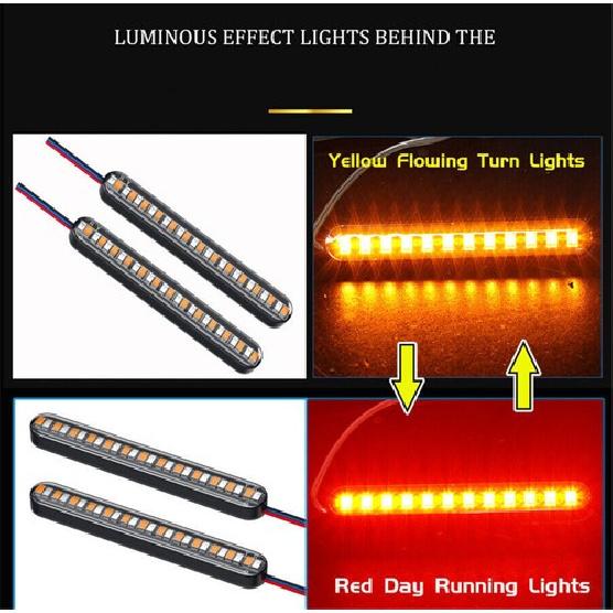 2PCS Motorcycle Turn Light Two-color Rear Brake Stop Lamp Tail Indicators 24 LED