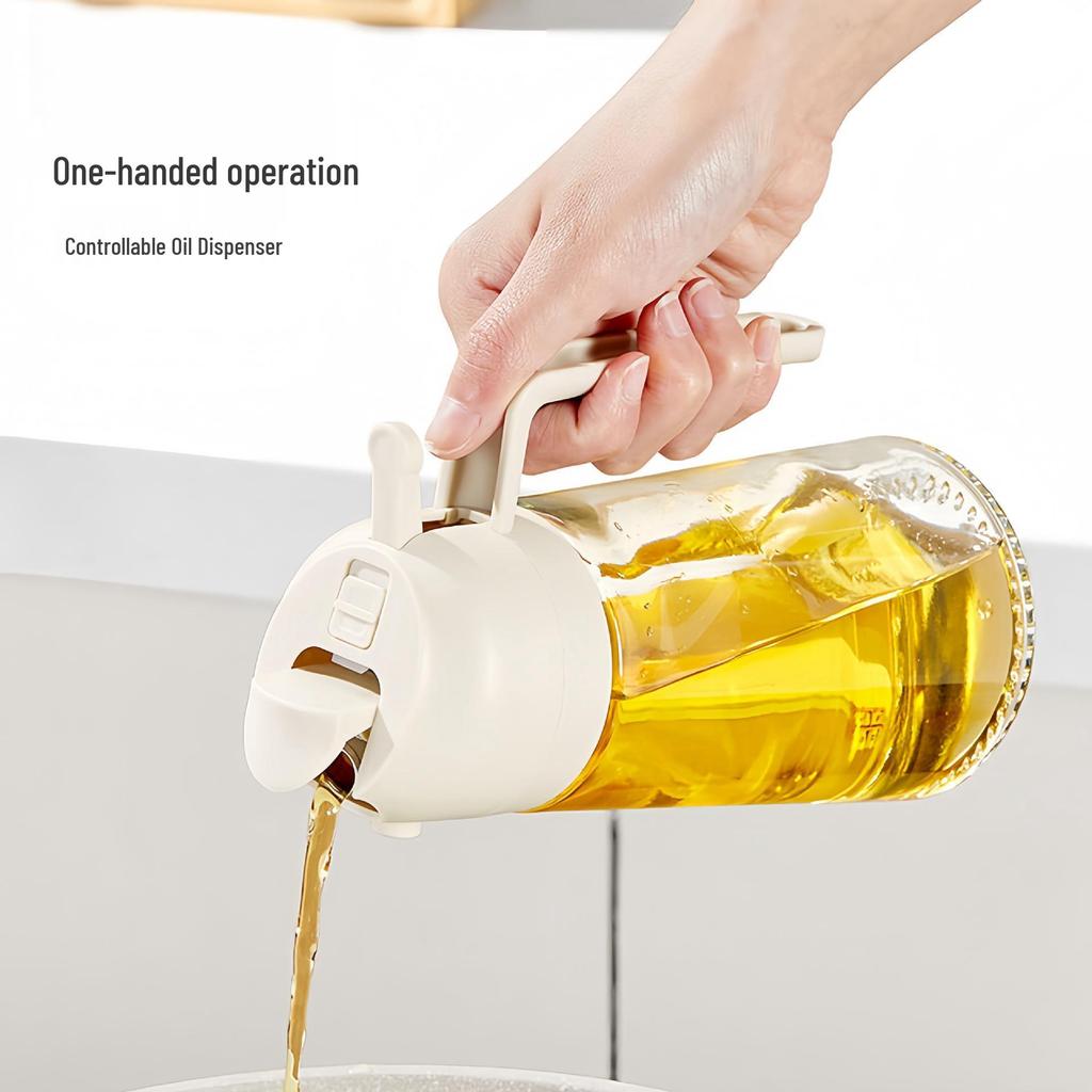 Leak-Proof Glass Dispenser: 2-in-1 Oil & Vinegar Spray Bottle, Soy Sauce & Seasoning Container