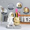 Astronaut Pen Pencil Holder with Phone Stand Resin Spaceman Pencil Holder Desk Pen Holder Organizer Decorative Accessories Suitable Office Classroom