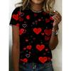 Summer Leopard Heart 3D Print T-Shirts Fashion Women's Round Neck Short Sleeve T Shirt Tees Harajuku Tops Female Clothing