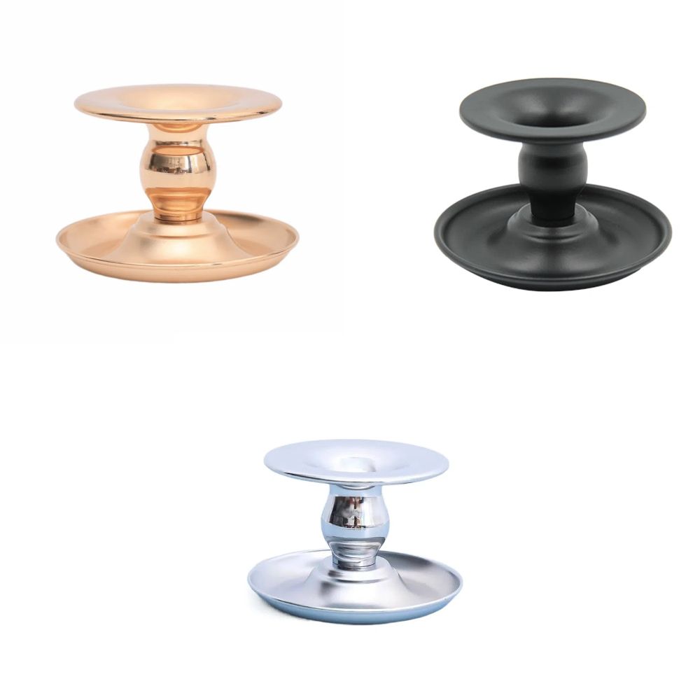 Kovový kulatý podnos na svícen, objímka na svíčku, elegantní svícen s dlouhou tyčí, romantické prostředí