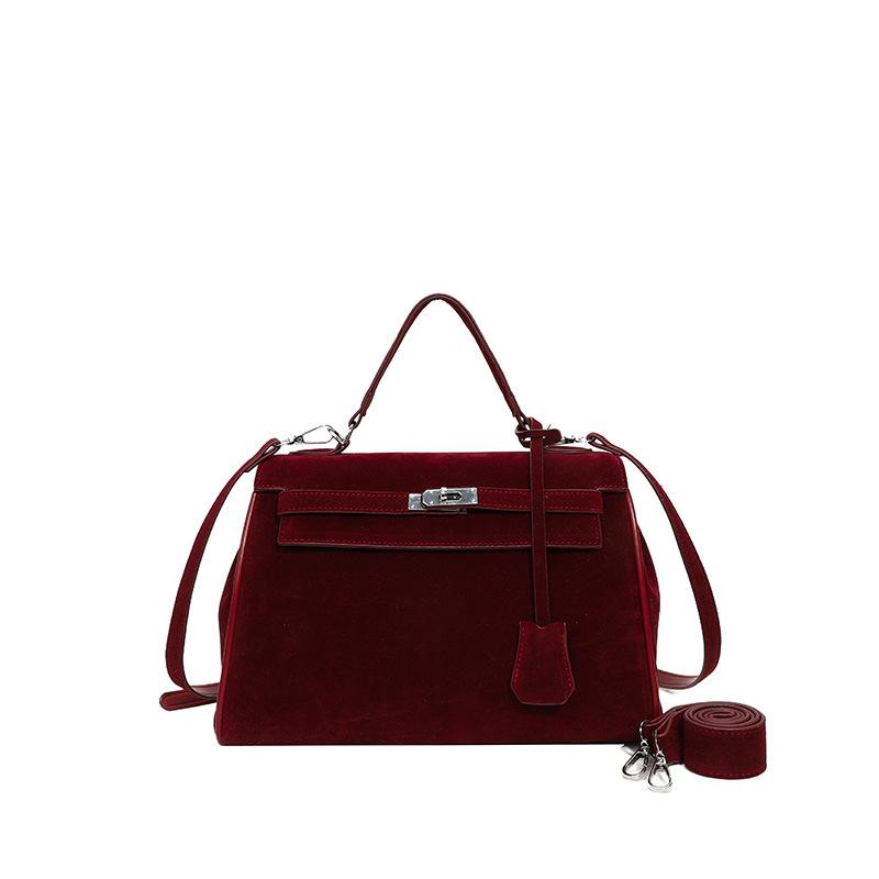 

2025 новий продукт ретро високий клас мода портативна сумка Kelly жіноча для поїздок на роботу універсальна ПУ матова текстура сумка-месенджер бордовий