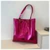 Glossy Tote Bags For Women Fashion High Capacity Shopping Pouch Pu Leather Handbags Shiny Casual Female Purse Girls Shoulder Bag