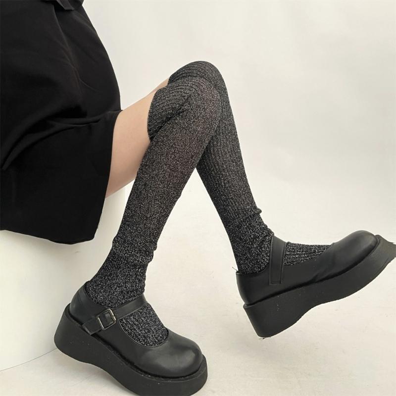 1 Pair Dress Socks Cotton Socks Princess Style Thigh High Lolitas Socks Frilly Ruffle Socks, Women Girl Over Knee Socks