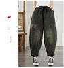 Spring Retro-Style Embroidered Vest & Patchwork Harem Jeans Set