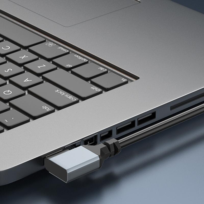 4K Mini Video Cable Male to Male Coiled Line 4K60Hz 90 Degree Option for GPU Cards Laptops Tablets 50-200CM Retractable