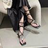 2025 new temperament French high heels women's shoes summer sandals wearing flip-flops flat bottom beautiful sandals