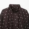 Women Loose Fit Black Polka Dot Zipper Long Sleeve Jacket Casual Autumn