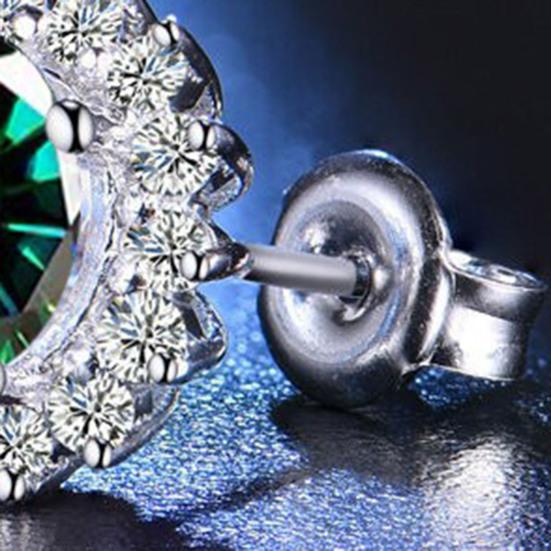 1 Pair Stud Earrings Sunflower Shape Cubic Zirconia Inlaid Ear Studs Women Geometric Earrings