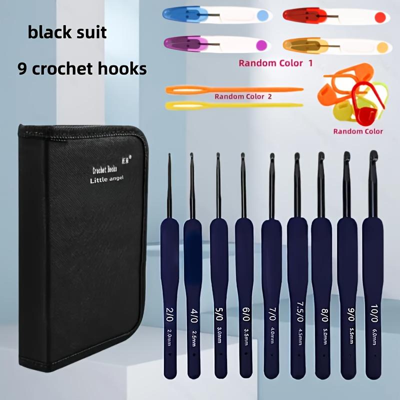 Soft Grip Crochet Hook Set with Case Stainless Steel Knitting Needles for Yarn, Sweaters Includes Ergonomic Handles, Pointed Tips, Scissors
