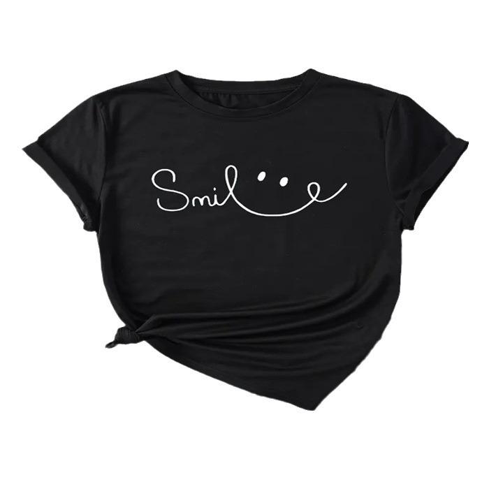 Short-sleeved T-shirt European and American summer new women's fashion casual home commuting versatile round neck short-sleeved T-shirt