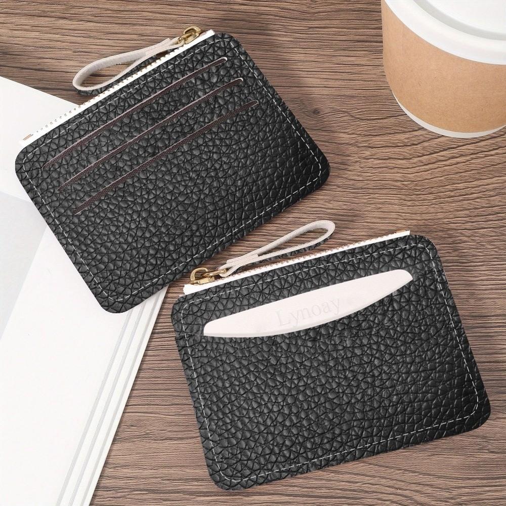 New PU Leather Credit Card Holder Water-resistant Multiple Card Slots Zipper Wallet Lightweight Slim Coin Purse for Women Girls