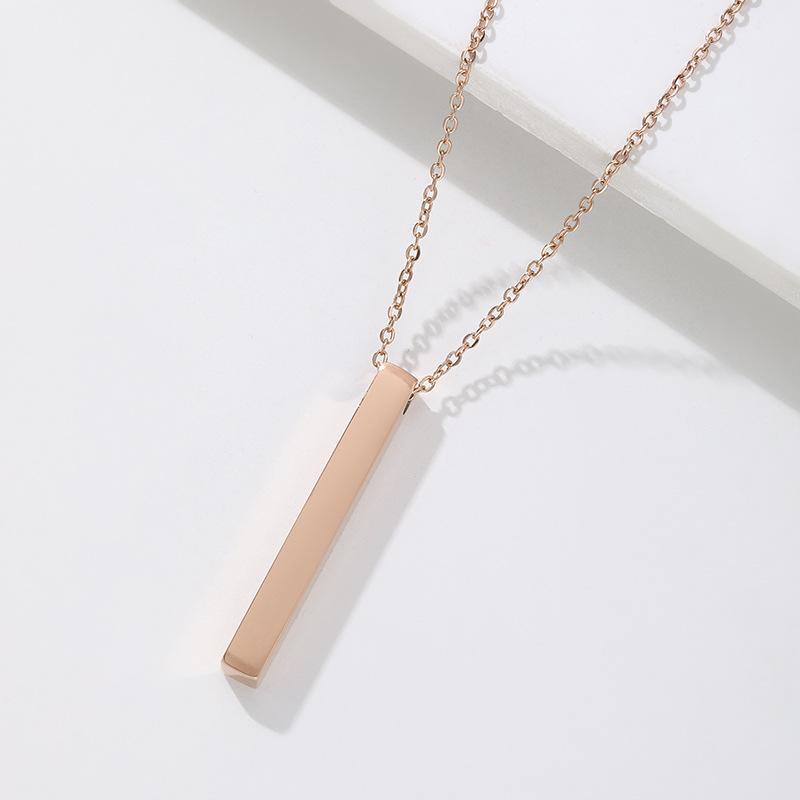 Minimalist Vertical Bar Pendant Necklace, Customizable Engravable Stainless Steel Chain for Men Women