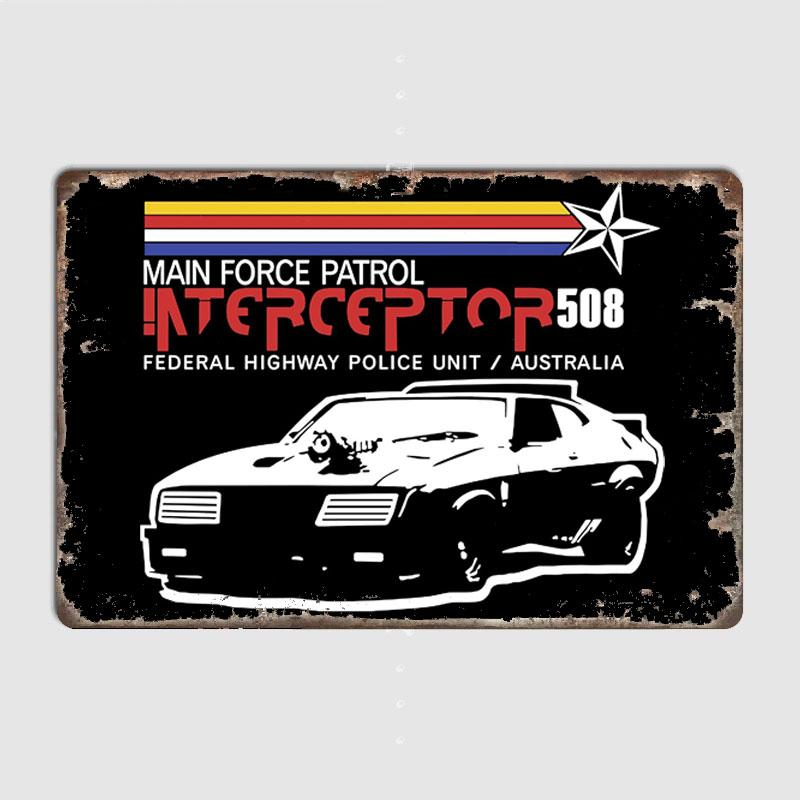 Mad Max Car Interceptor V8 Posters Metal Sign Custom Tin Wall Decor Club Garage Drawing Room Decor Home Decor