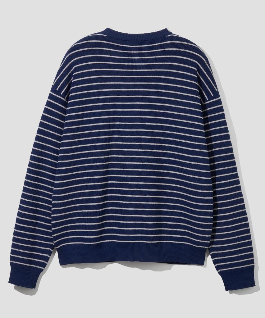 Agod Striped Knit Cardigan [Navy]