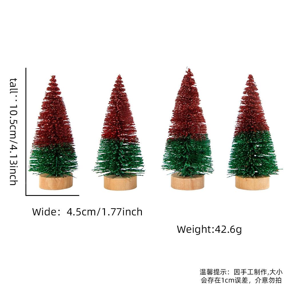 4pcs 10CM Mini Christmas Tree Gradient Colorful Christmas Small Cedar Lifelike Plastic Artificial Xmas Pine Tree Tabletop Orname