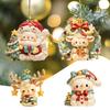 Christmas Car Charm 2D Acrylic Keychain Santa Reindeer Car Mirror Hanging Ornament Festive Decor for Home Tree