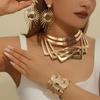 Stylish Jewelry Summer Set With Gold Finish Pendant Earrings Bracelets And Necklaces All For