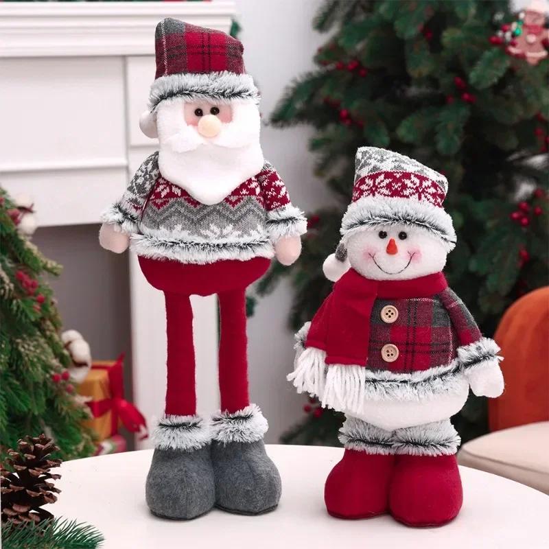 1pc Christmas Doll Pink Old Man Snowman Elk Telescopic Figure Window Bedroom Display Christmas Gifts Christmas Decoration