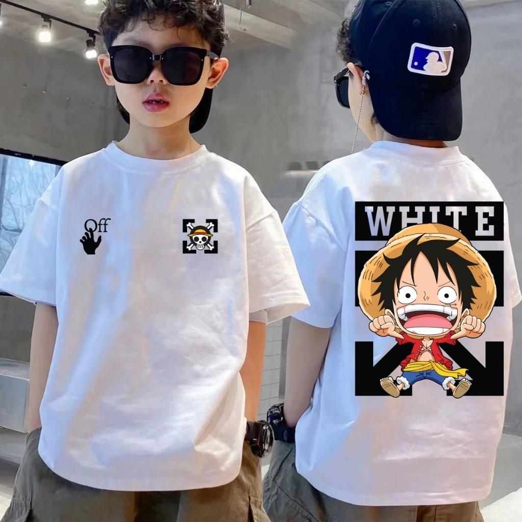 Neutral short sleeved T-shirt printed boy and girl round neck top