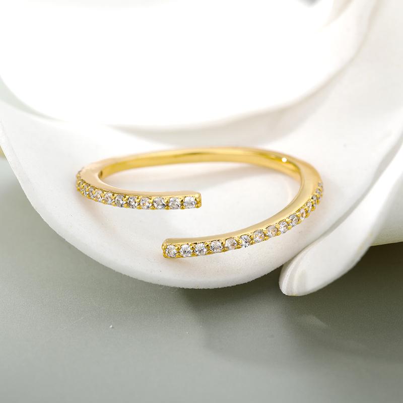 Simple Shiny Zircon Opening Adjustable Rings For Women Double Layer Luxury Engagement Wedding Ring Femme Luxury Jewelry Gift