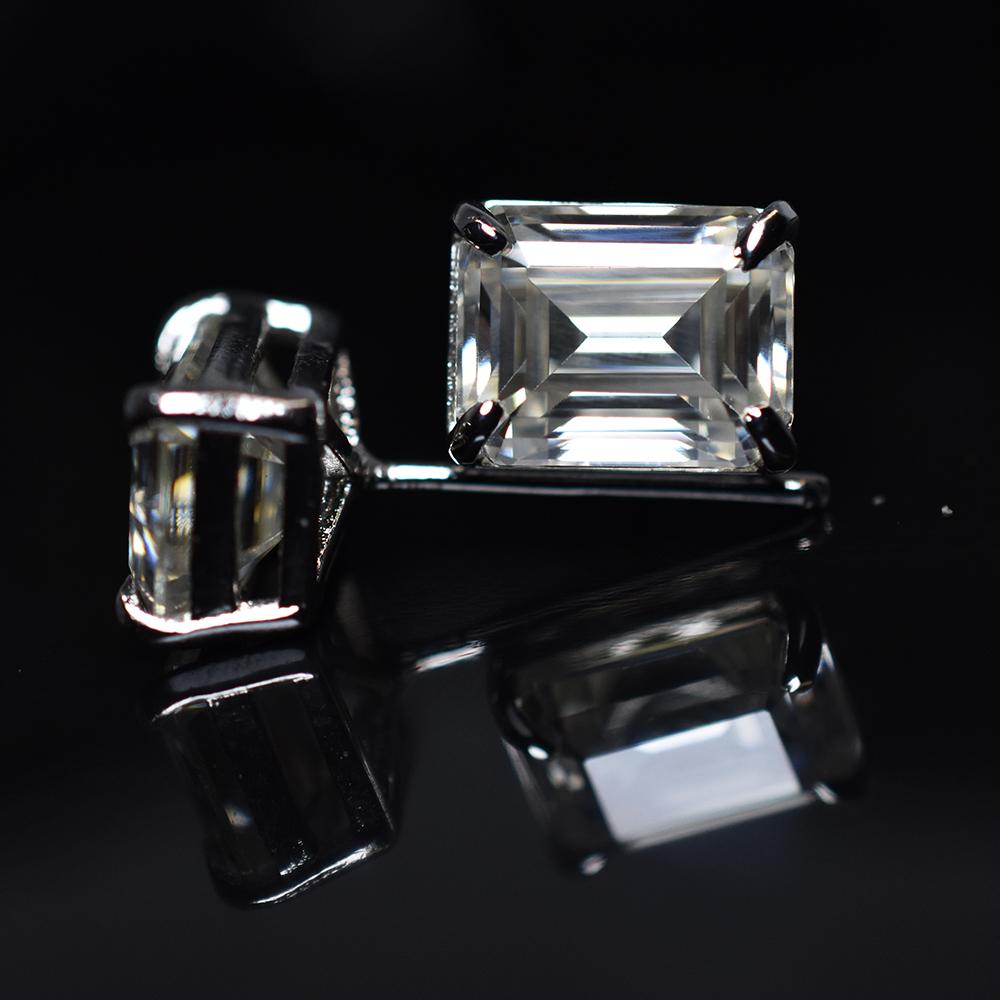 Unique Emerald 13.85 Ct CERTIFIED Synthetic White Moissanite Gems Earring Pair MY.ER-17-NS