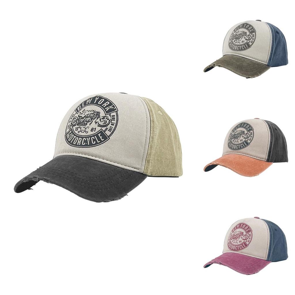 Motorcycle New York Printed Mens Baseball Hat Breathable Sun Protect Korean