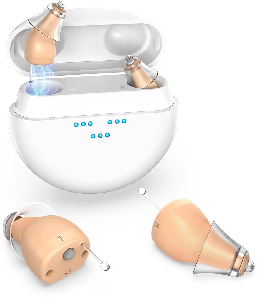 Shuonki Mini Hearing Comfortable and Sound Noise Lightweight for Seniors and Instruction Manual in Binaural In-Ear Amplifier, Rechargeable, Digital,