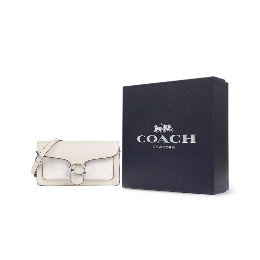 Coach Tabby 21 Logo Print Leather Handbag Women handbags Chalk-White CE774-LHXUN