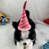 Adjustable Pet Birthday Hat Plush Cone Birthday Hats Striped Celebration Hat  Holiday Decoration