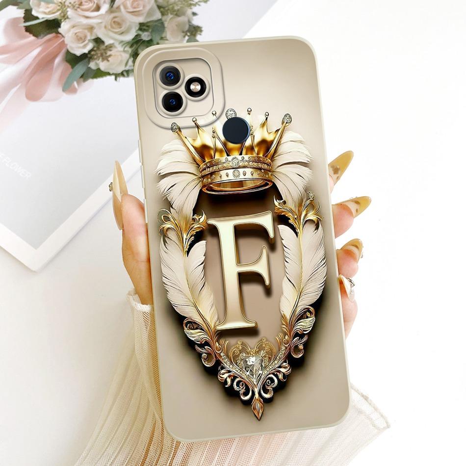 For Itel Vision 1 / P36 / Vision 1 Plus / Itel P36 Play L6005 Feather Crown Initial Letter Phone Case Soft Silicone Cover Bumper