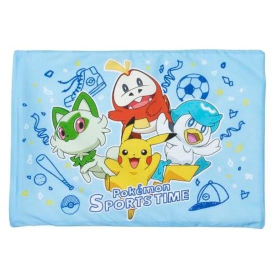 MORIPiLO Childrens Pillow Pokémon Pikachu Sports Time Blue Approximately 28x39cm Gentle On Skin 100 Cotton Cover Washable Plush Cushion Character