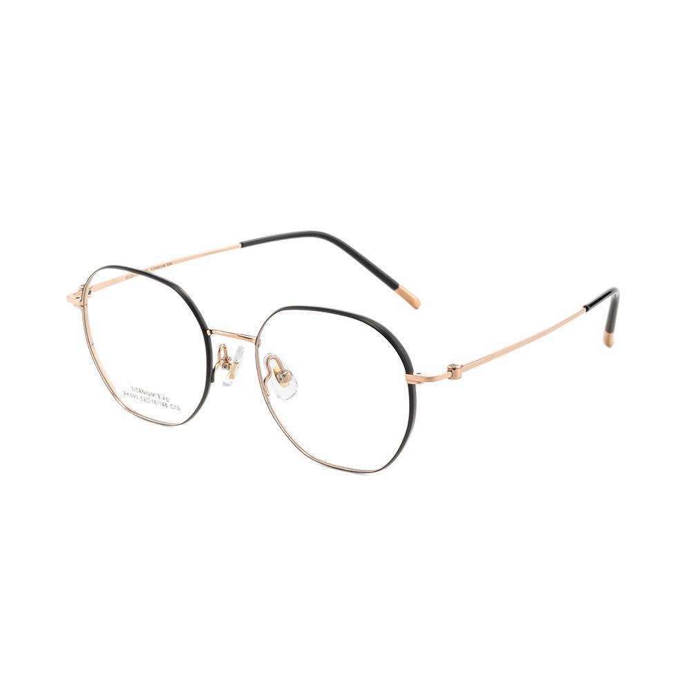 Polygonal Retro Titanium Glasses Frame Unisex with Prescription Lens Option