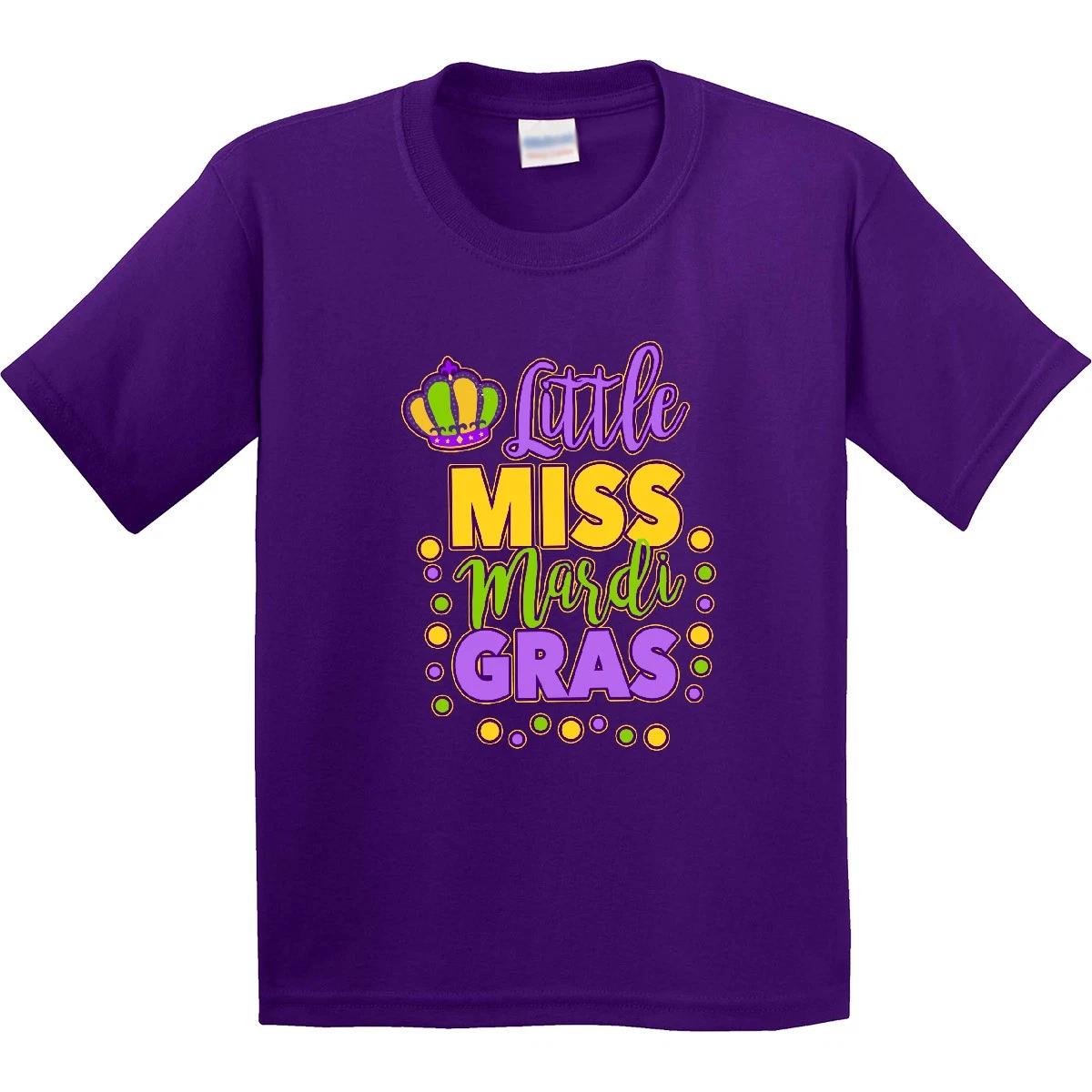 

Inktastic Little Miss Mardi Gras With Crown And Dots Youth T-Shirt Kids Fun New 150